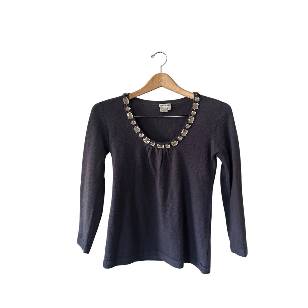 Worth Gray Embellished Cashmere Sweater Size S